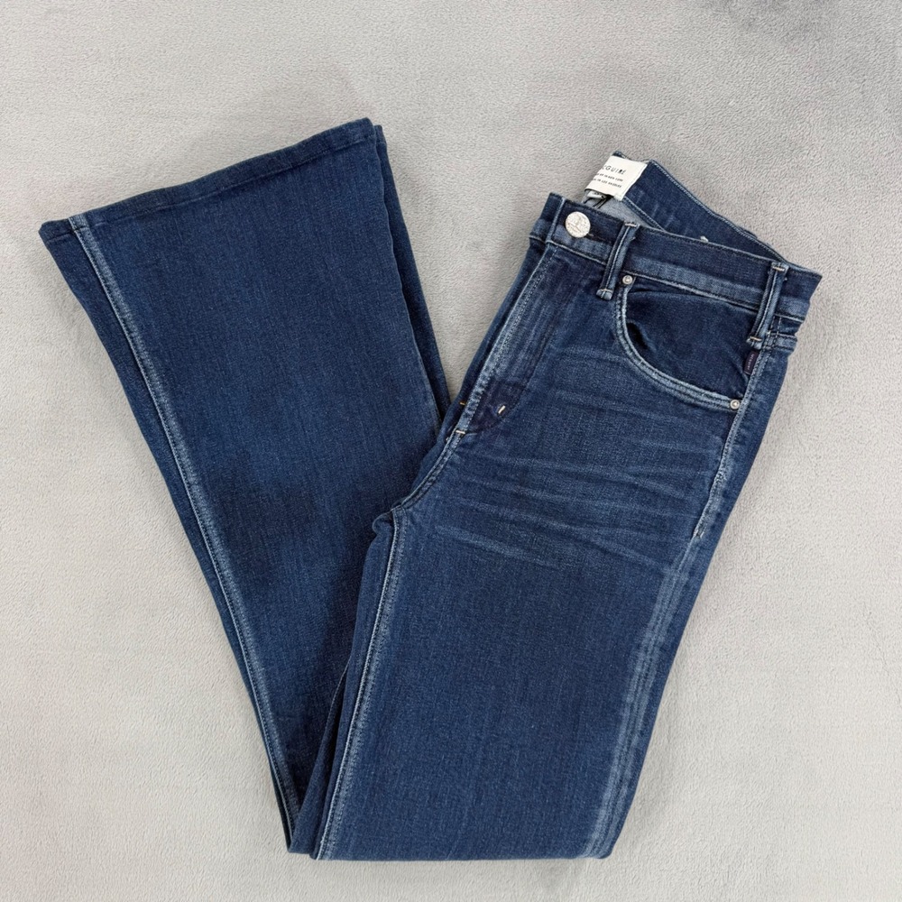 McGuire Majorelle Flare Jeans Dark Wash Distressed High Rise Womens Size 28